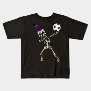 Skeleton Halloween Soccer Witch Hat Kids T-Shirt